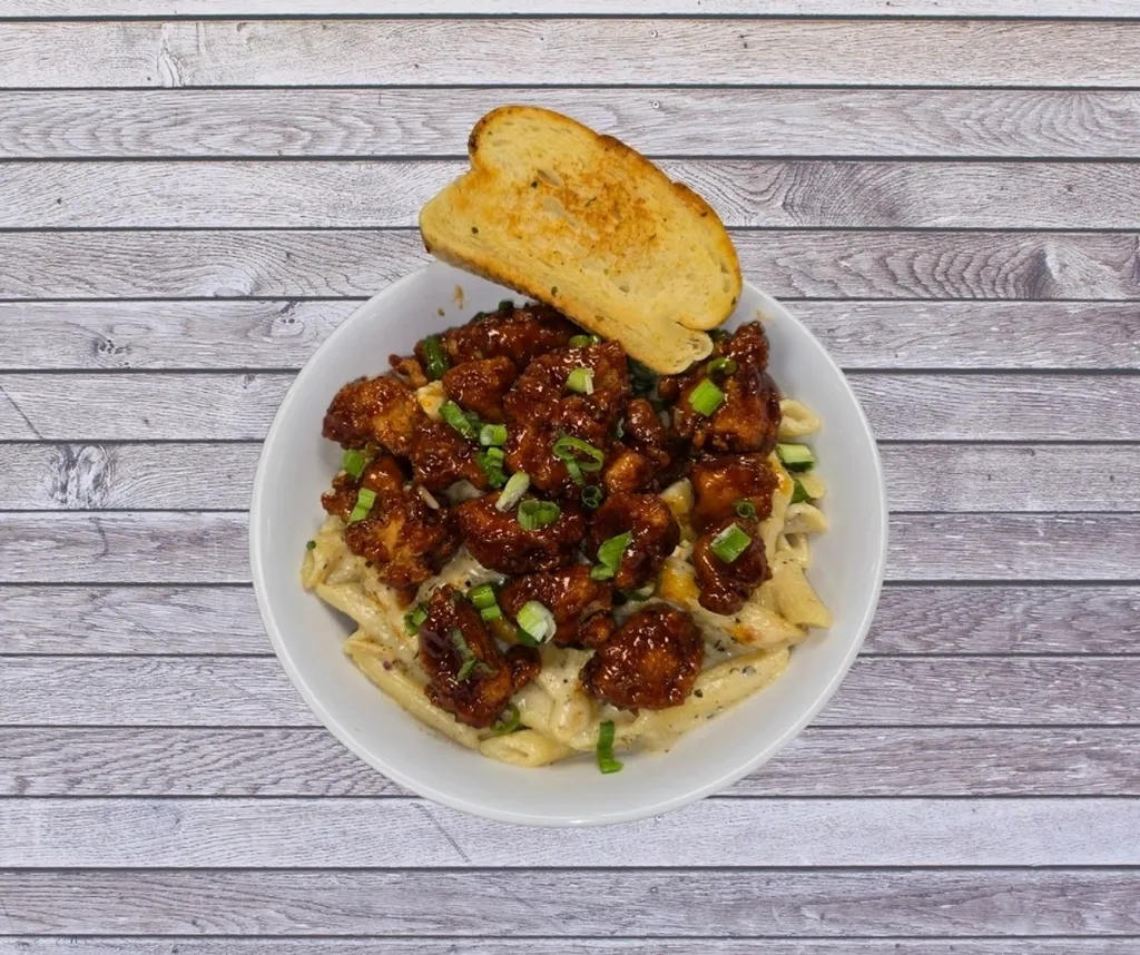 Bourbon Chicken Pasta in Houston Comfort Food at The Catch
