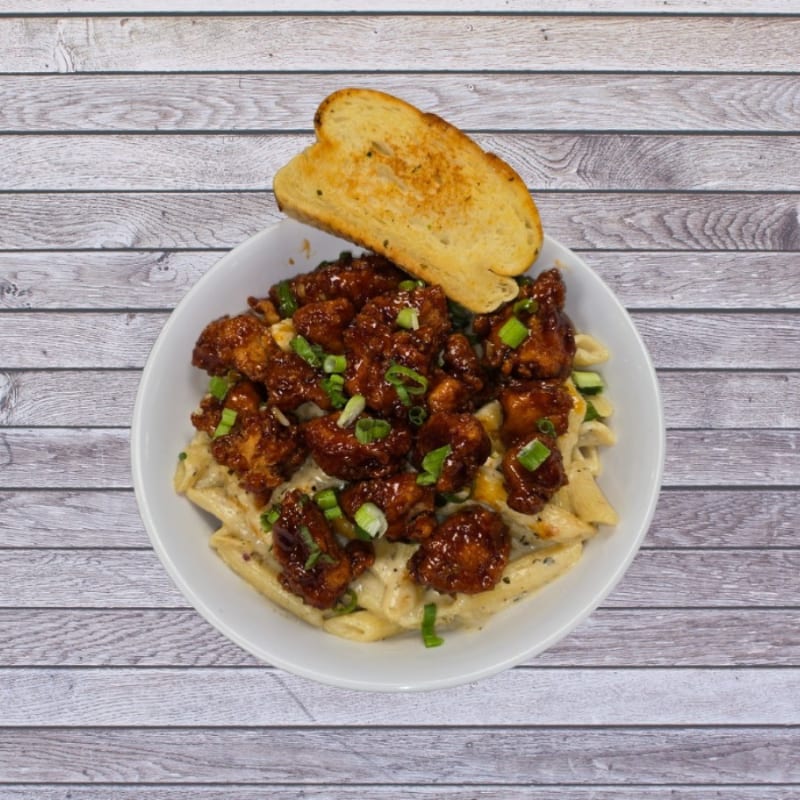 Bourbon chicken pasta.